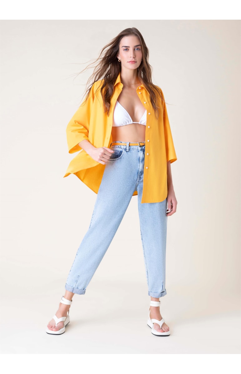 Calça Jeans Vintage Denim Lavagem Clara