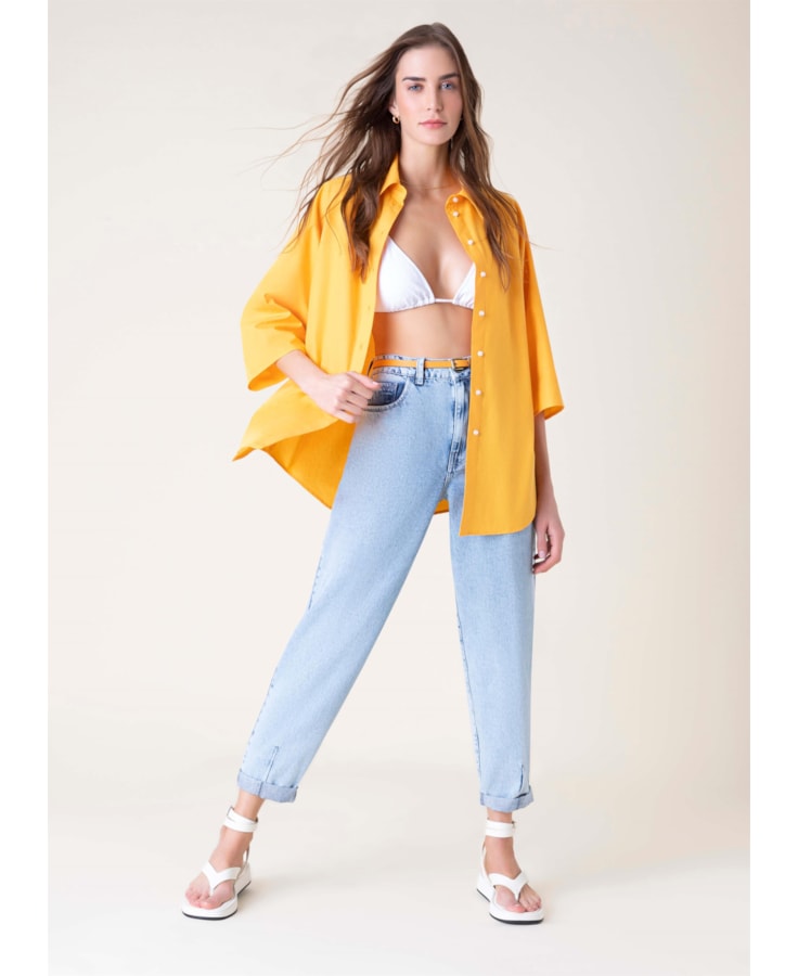 Calça Jeans Vintage Denim Lavagem Clara
