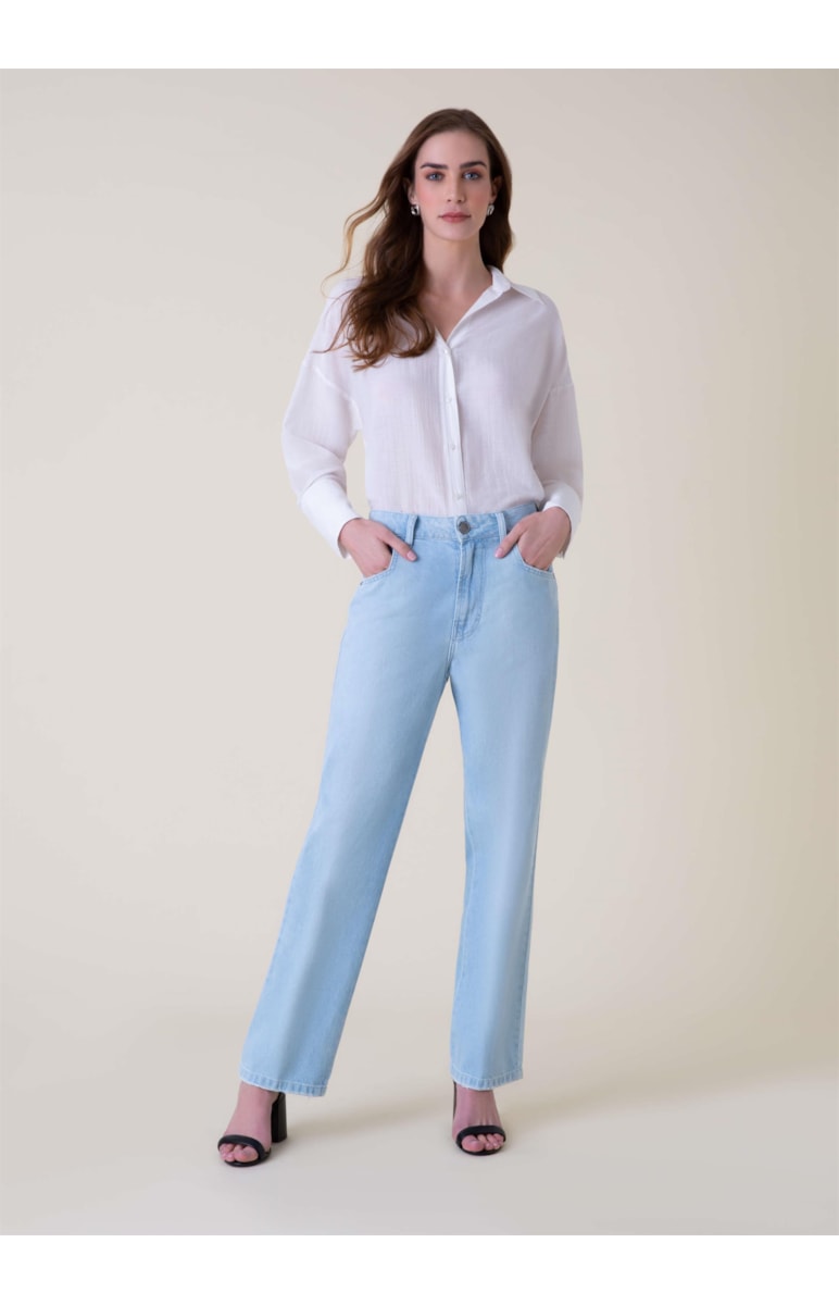 Calça Jeans Vintage Denim Slouch Lavagem Clara