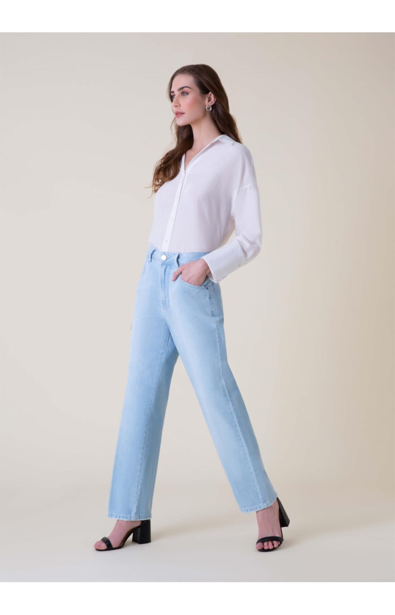 Calça Jeans Vintage Denim Slouch Lavagem Clara