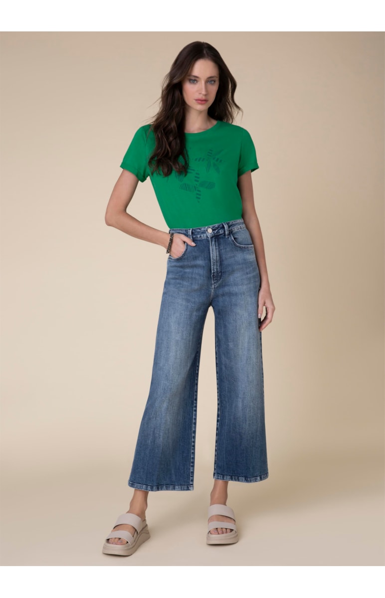 Calça Jeans Wide Leg Comfort 342 Lav.Claro C/Tie Dye
