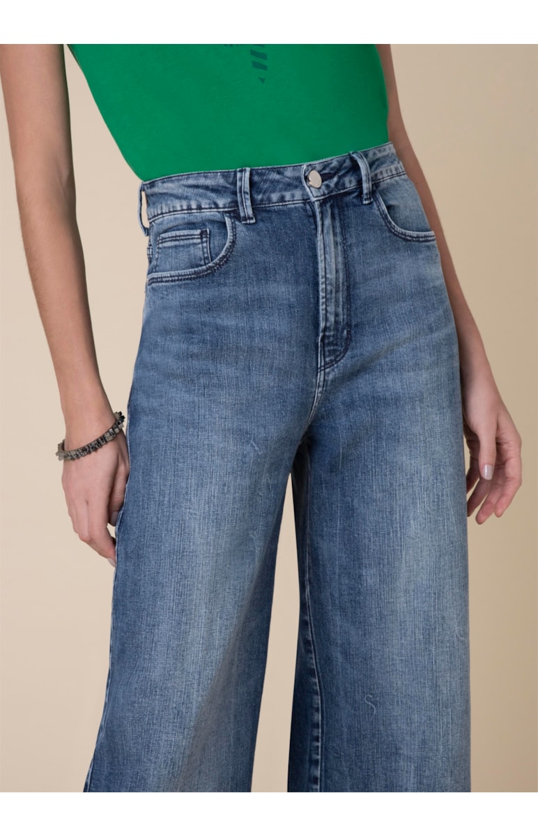 Calça Jeans Wide Leg Comfort 342 Lav.Claro C/Tie Dye