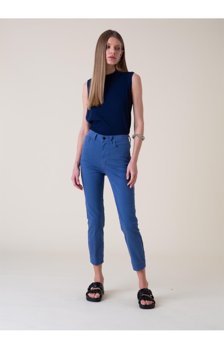 Calça Joggin Color Cigarrete Pence Azul Jeans