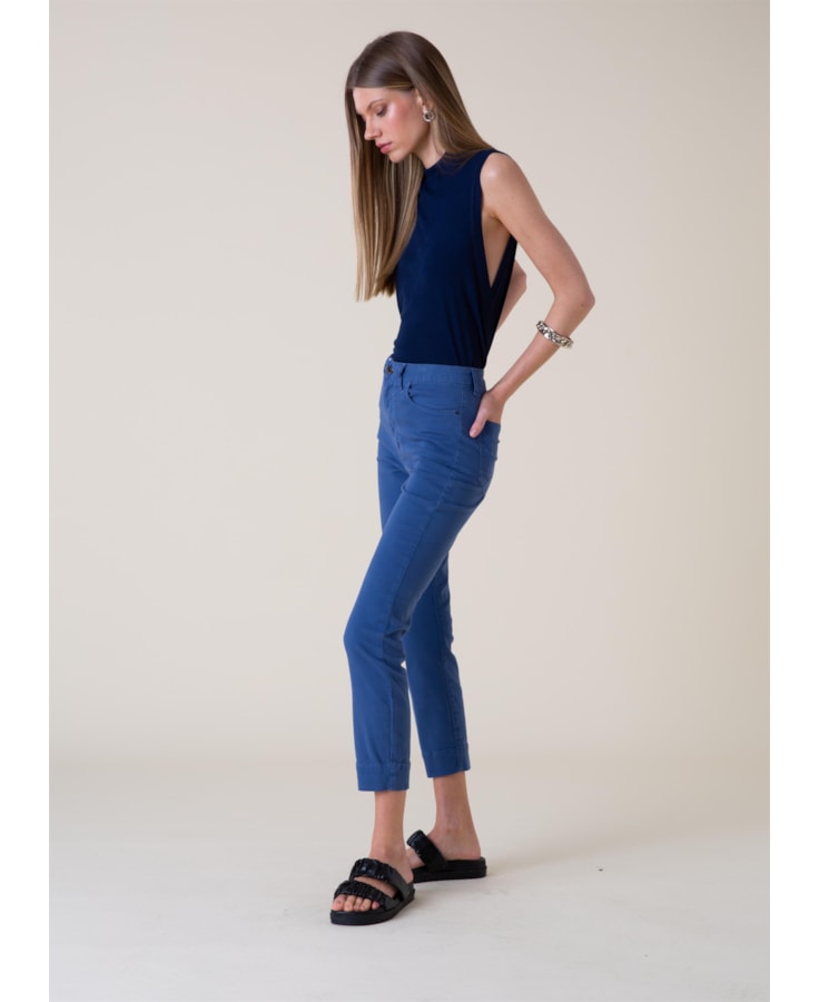 Calça Joggin Color Cigarrete Pence Azul Jeans