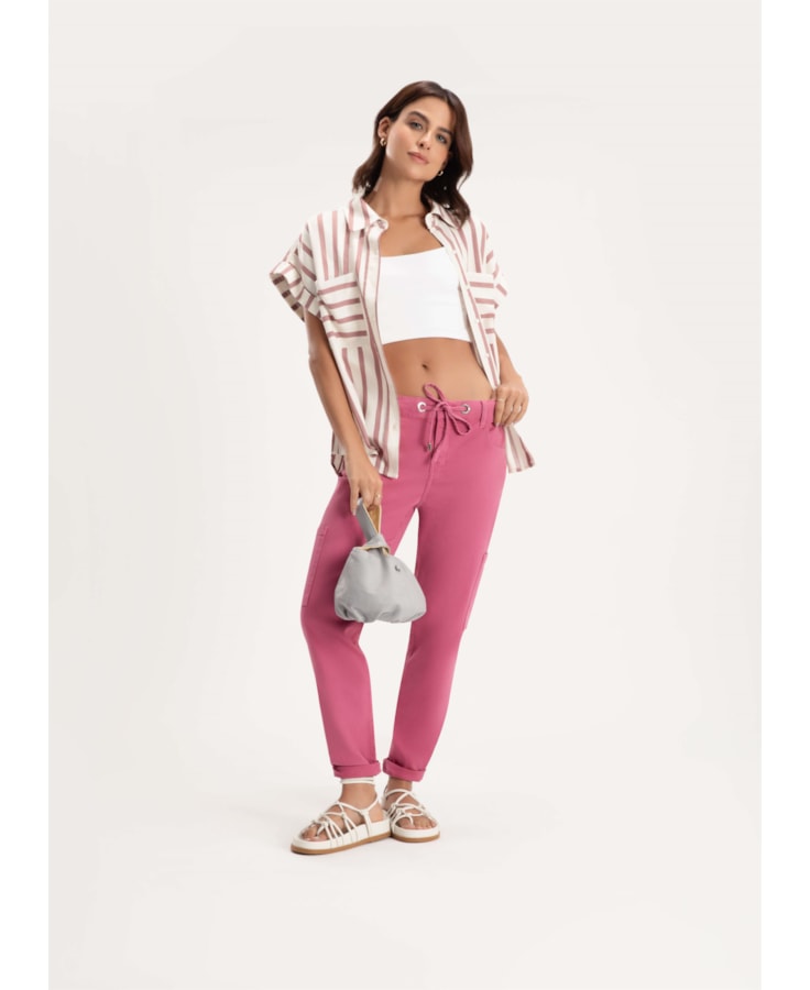 Calça Jogging Color Lara Cargo Rosa Dirty