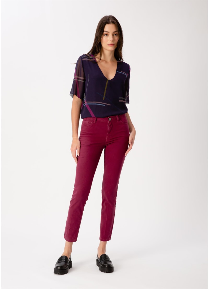 Calca Jogging Color Skinny 5-Pockets Bordeaux