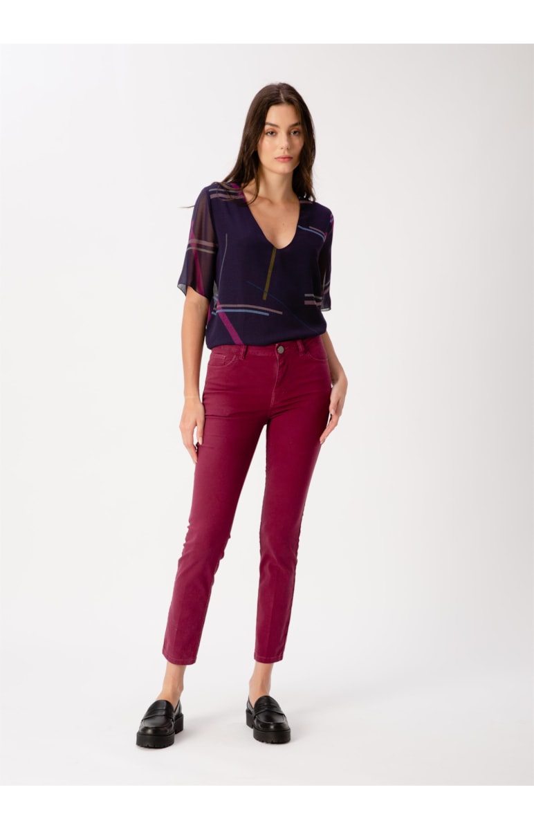 Calca Jogging Color Skinny 5-Pockets Bordeaux
