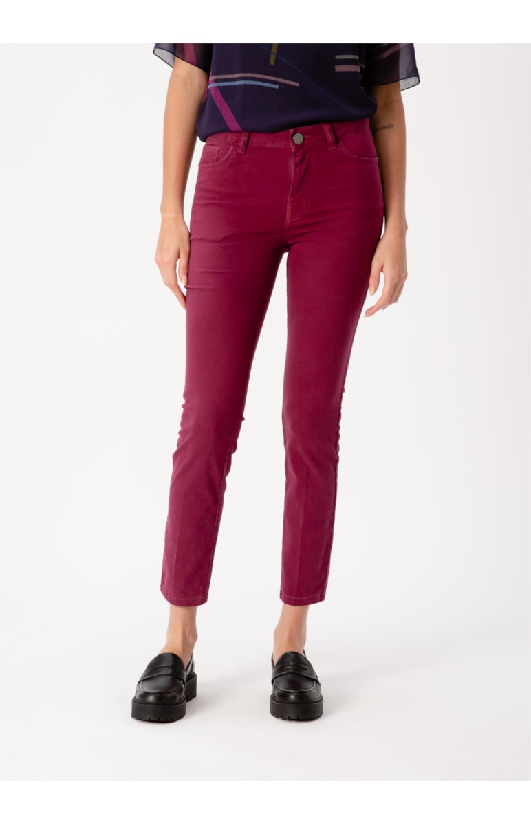Calca Jogging Color Skinny 5-Pockets Bordeaux