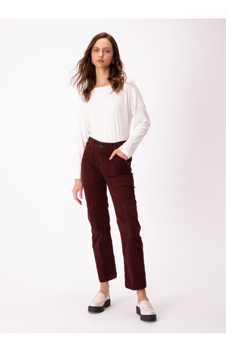 Calca Jogging Color Slouch Cargo Dark Brown
