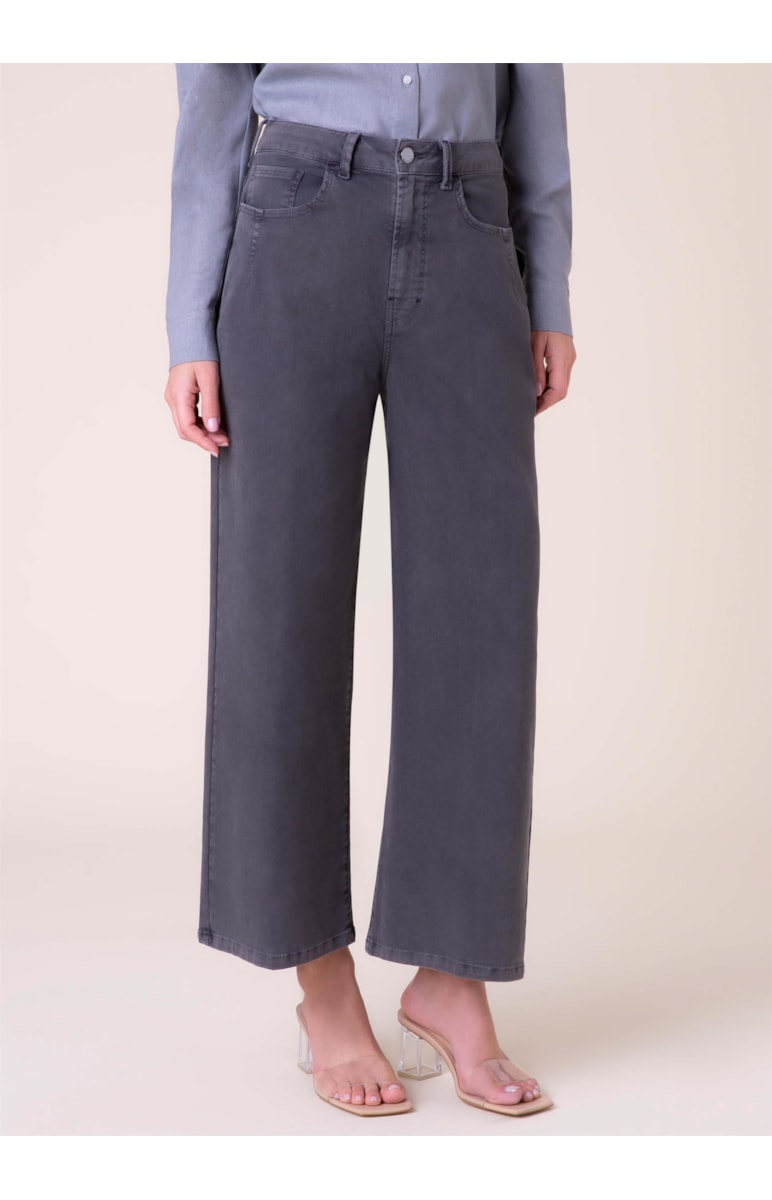 Calça Jogging Color Wide Leg Cropped Pen Grafite