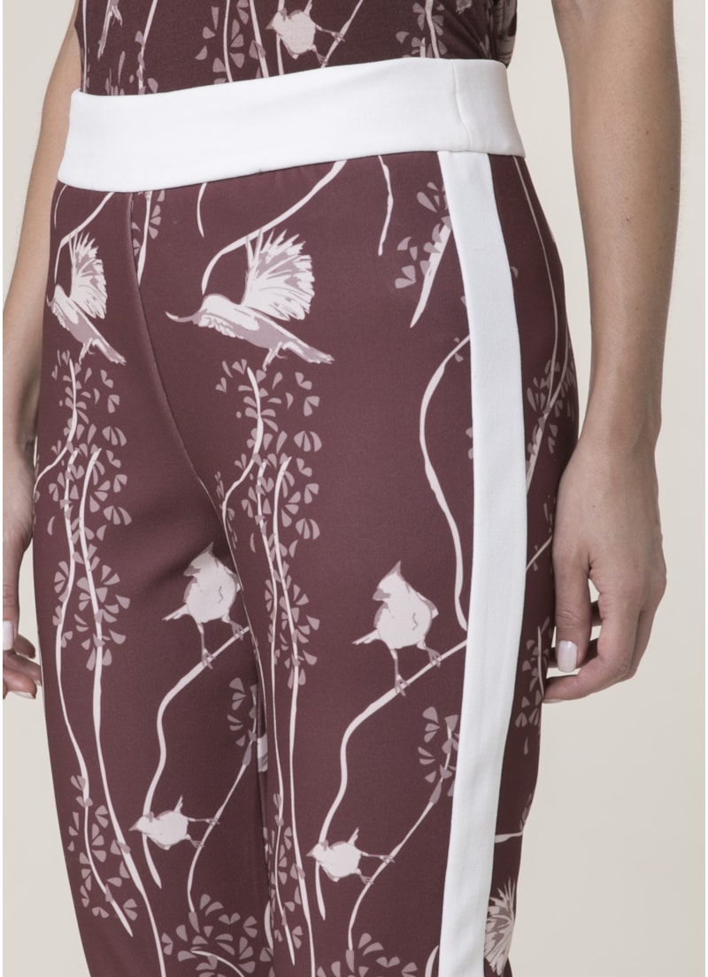 Calca Legging Passaros Estampado Vinho