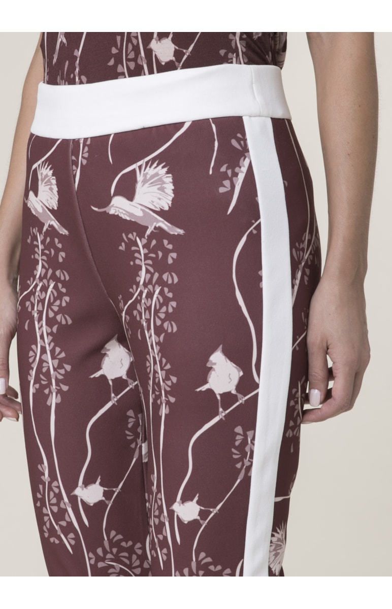 Calca Legging Passaros Estampado Vinho