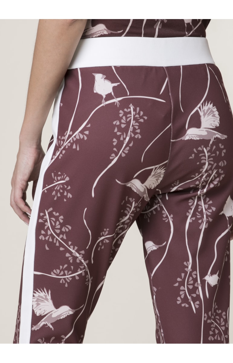 Calca Legging Passaros Estampado Vinho