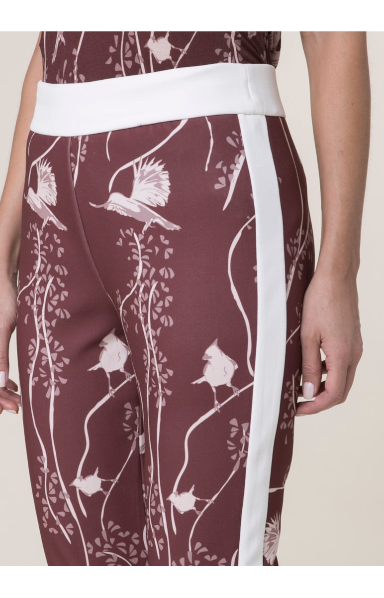 Calca Legging Passaros Estampado Vinho