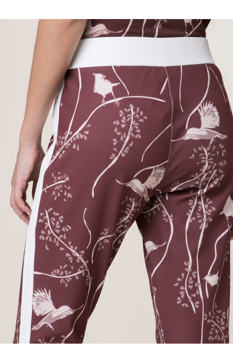 Calca Legging Passaros Estampado Vinho