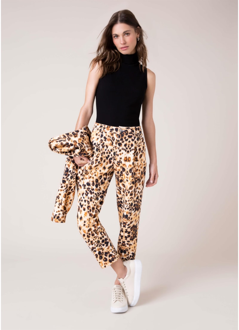 Calça Leopardo Carrot Caramelo