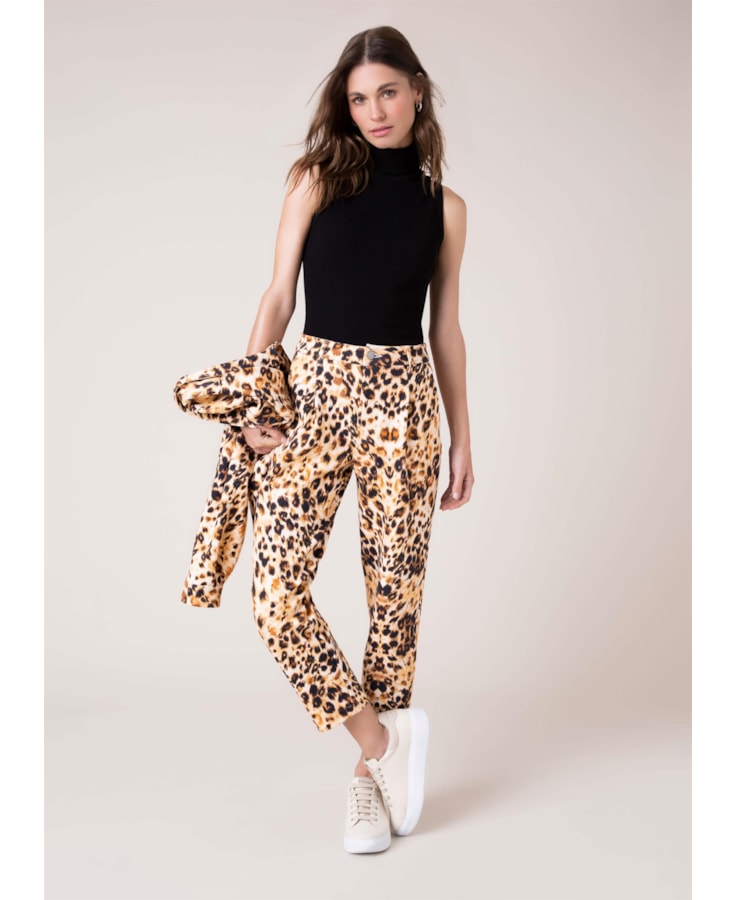 Calça Leopardo Carrot Caramelo