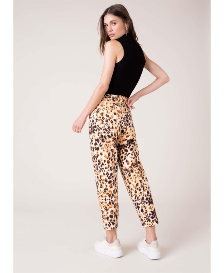 Calça Leopardo Carrot Caramelo