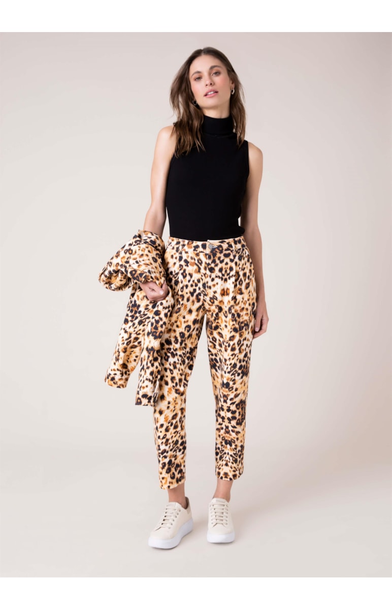 Calça Leopardo Carrot Caramelo