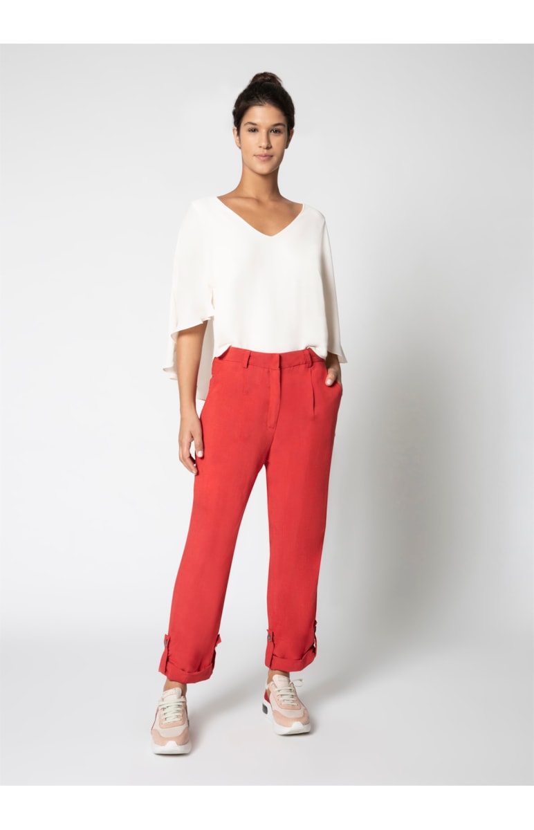 Calça Linho Martingale Vermelho