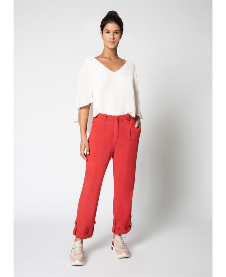 Calça Linho Martingale Vermelho