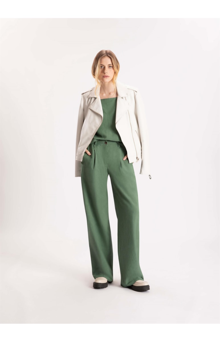 Calça Linho Melbourne Wide Leg Musgo