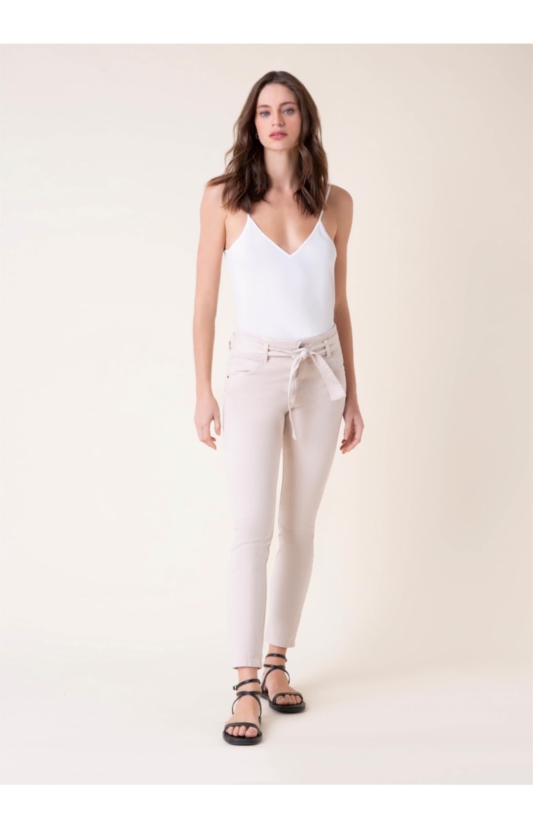 Calça Linho Skinny Bege