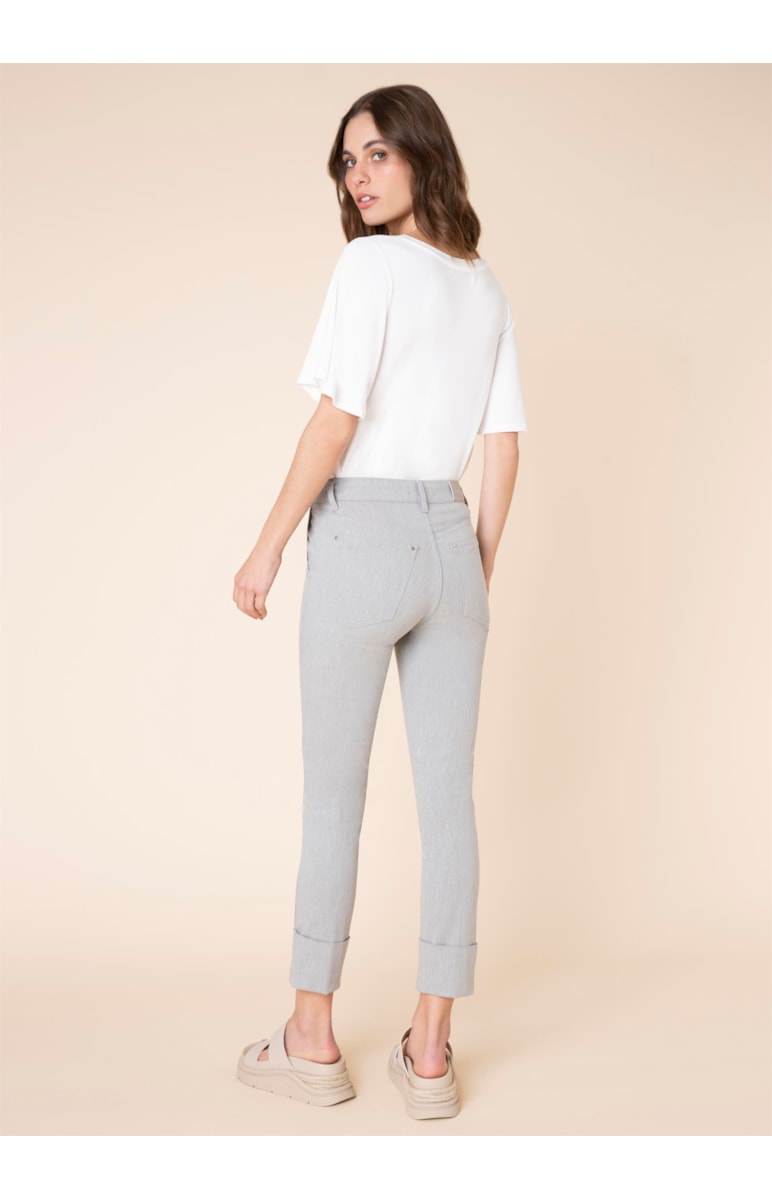 Calça Marrie Cigarrete Color Barra Italiana Cinza Mescla