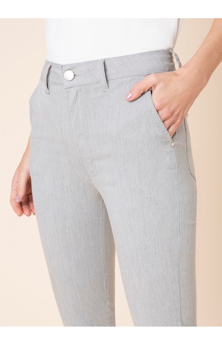 Calça Marrie Cigarrete Color Barra Italiana Cinza Mescla