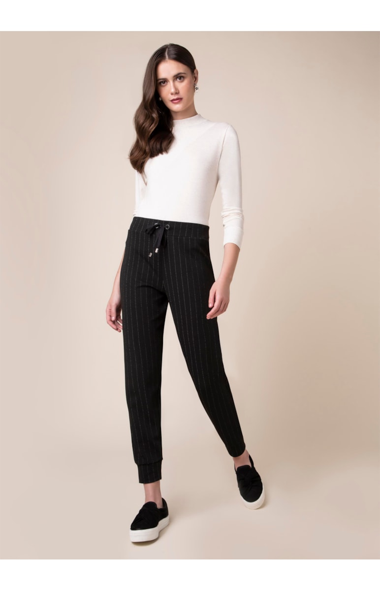 Calça Moletom Jogging Risca Preto