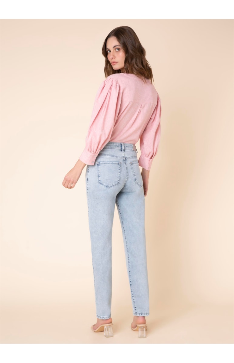 Calça Mom Elastic Pence 324 Lav.Claro C/ Rebolo