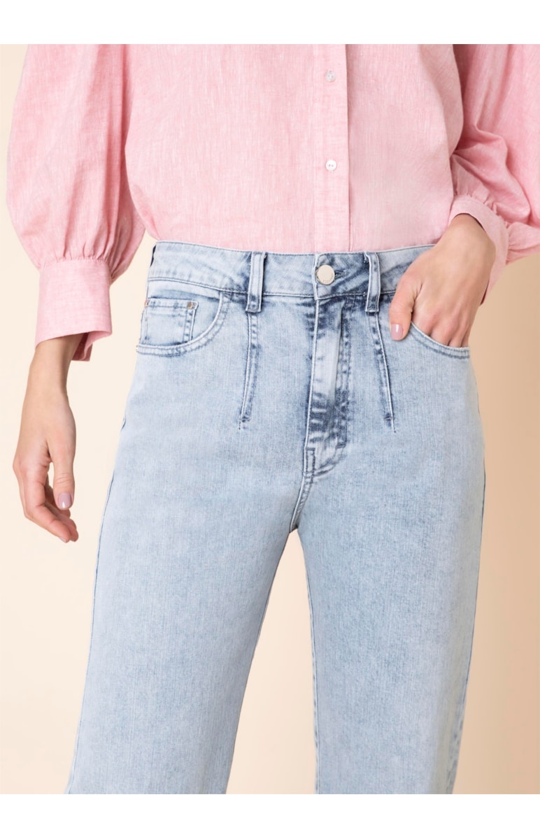 Calça Mom Elastic Pence 324 Lav.Claro C/ Rebolo