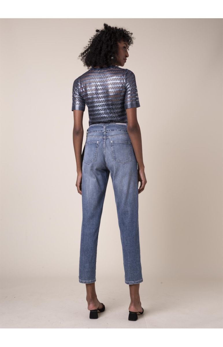 Calça Mom Jeans Deep Blue B-130 Lav.Medio C/Tank
