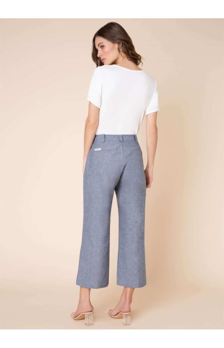 Calça Pantacourt Azul Jeans