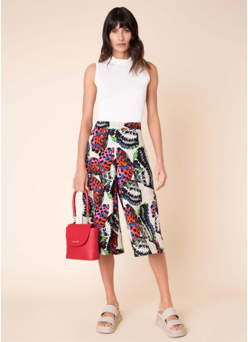 Calça Pantacourt Butterfly Estampado