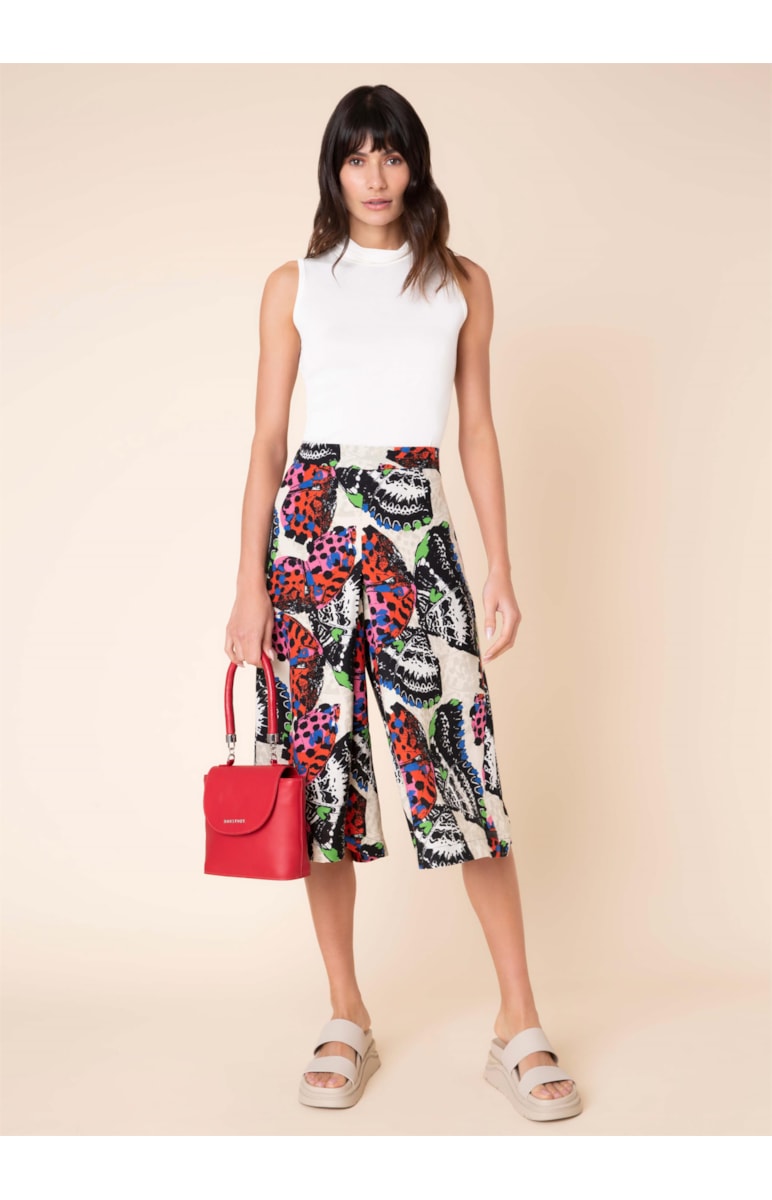 Calça Pantacourt Butterfly Estampado