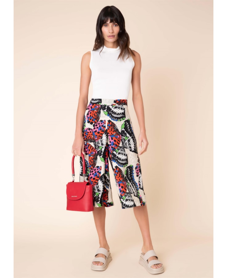 Calça Pantacourt Butterfly Estampado
