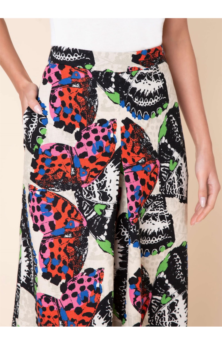 Calça Pantacourt Butterfly Estampado