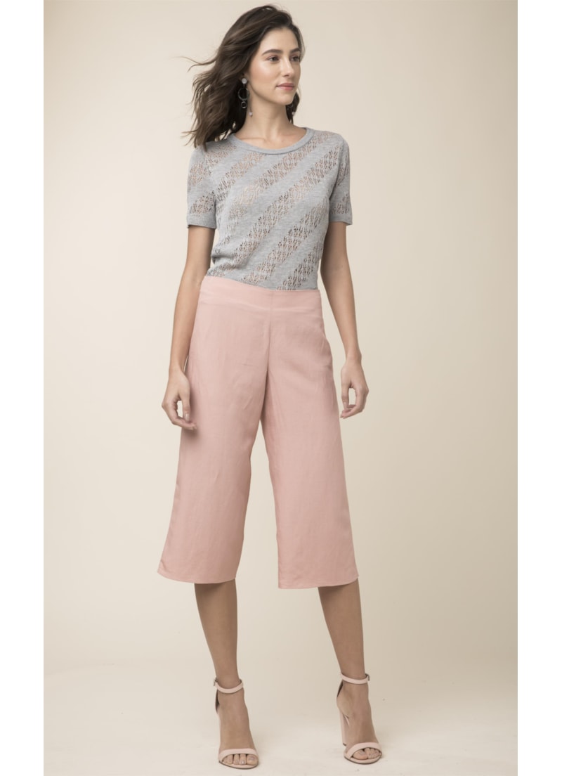 Calça Pantacourt Linho Rosa