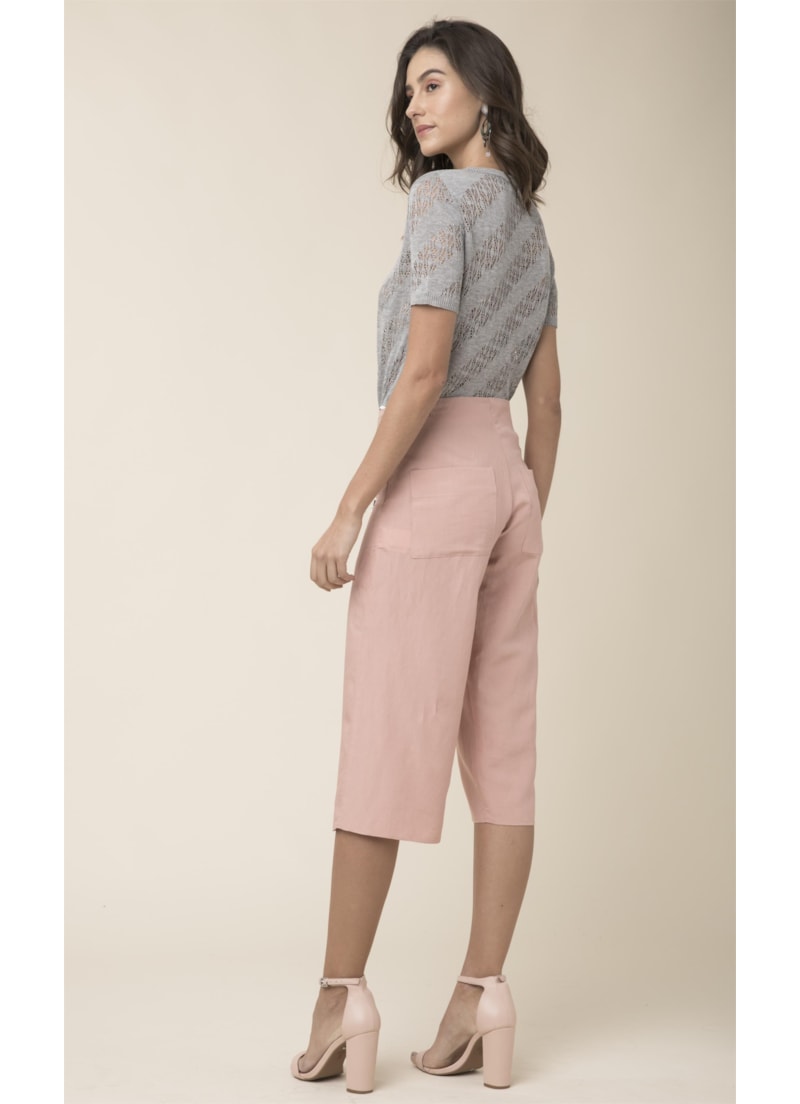 Calça Pantacourt Linho Rosa