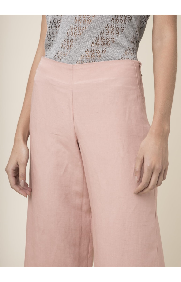 Calça Pantacourt Linho Rosa