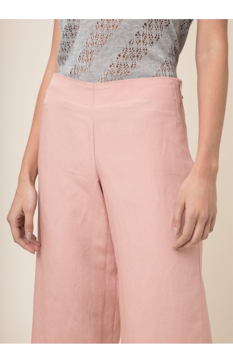 Calça Pantacourt Linho Rosa