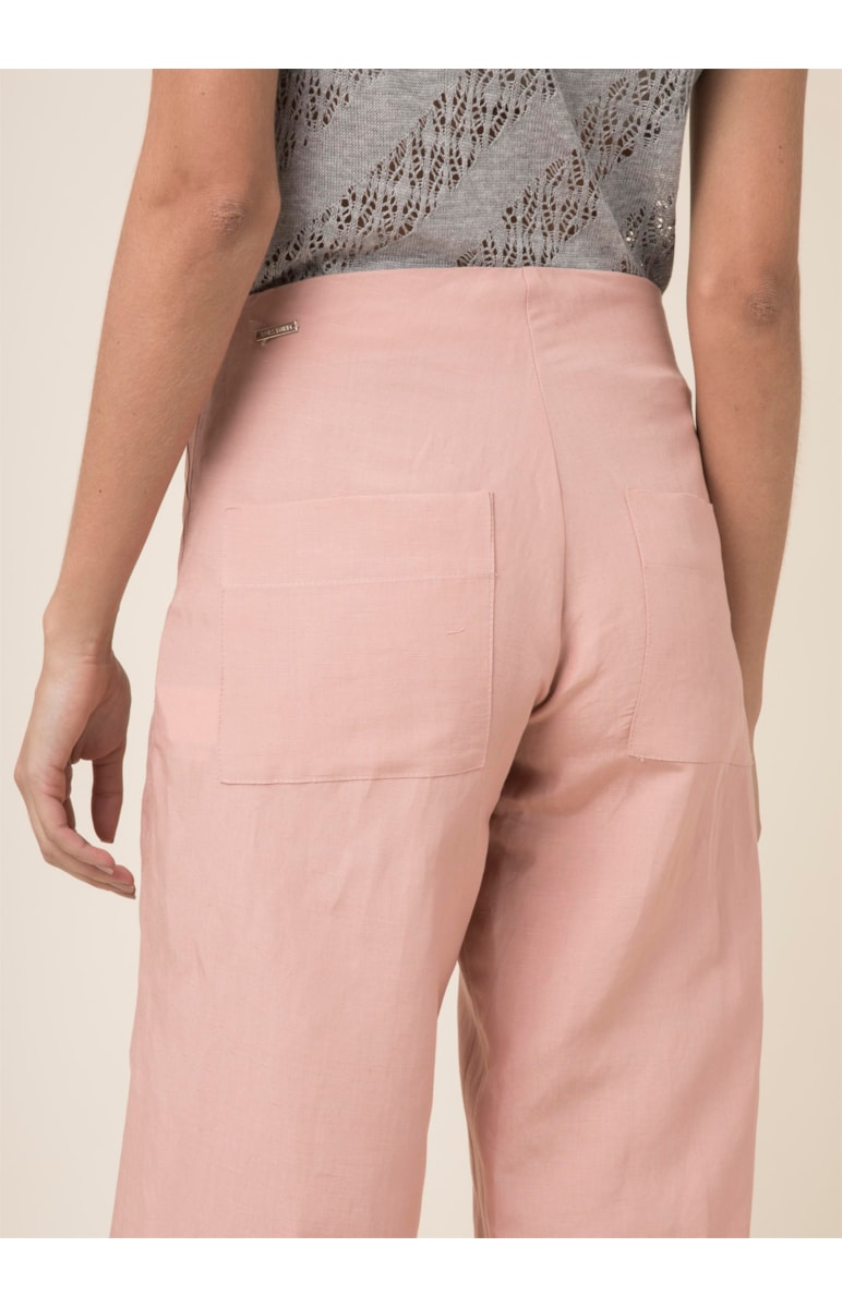 Calça Pantacourt Linho Rosa