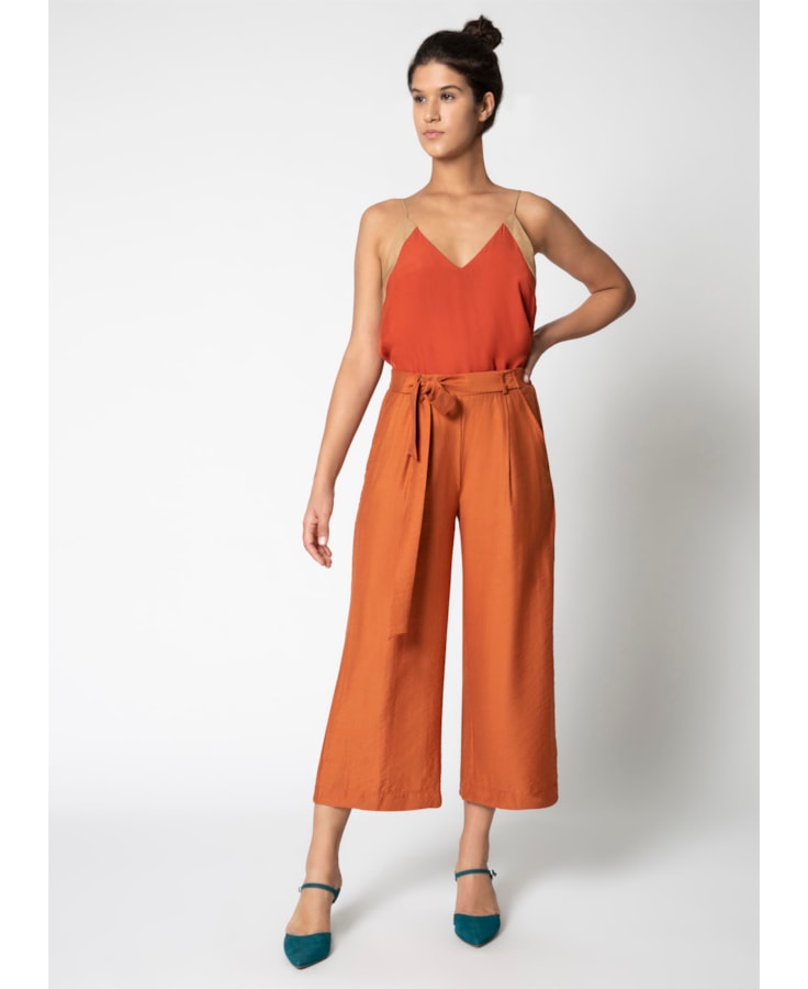 Calça Pantacourt Mostarda
