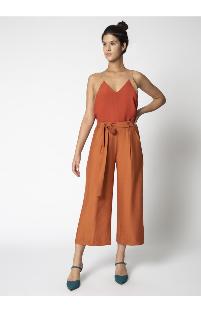 Calça Pantacourt Mostarda