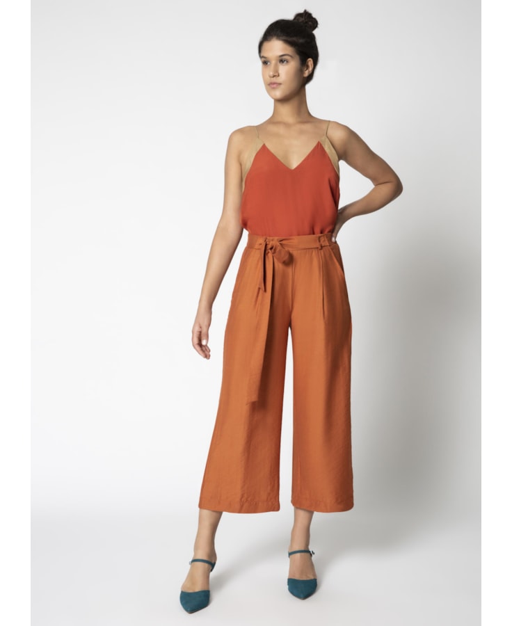 Calça Pantacourt Mostarda