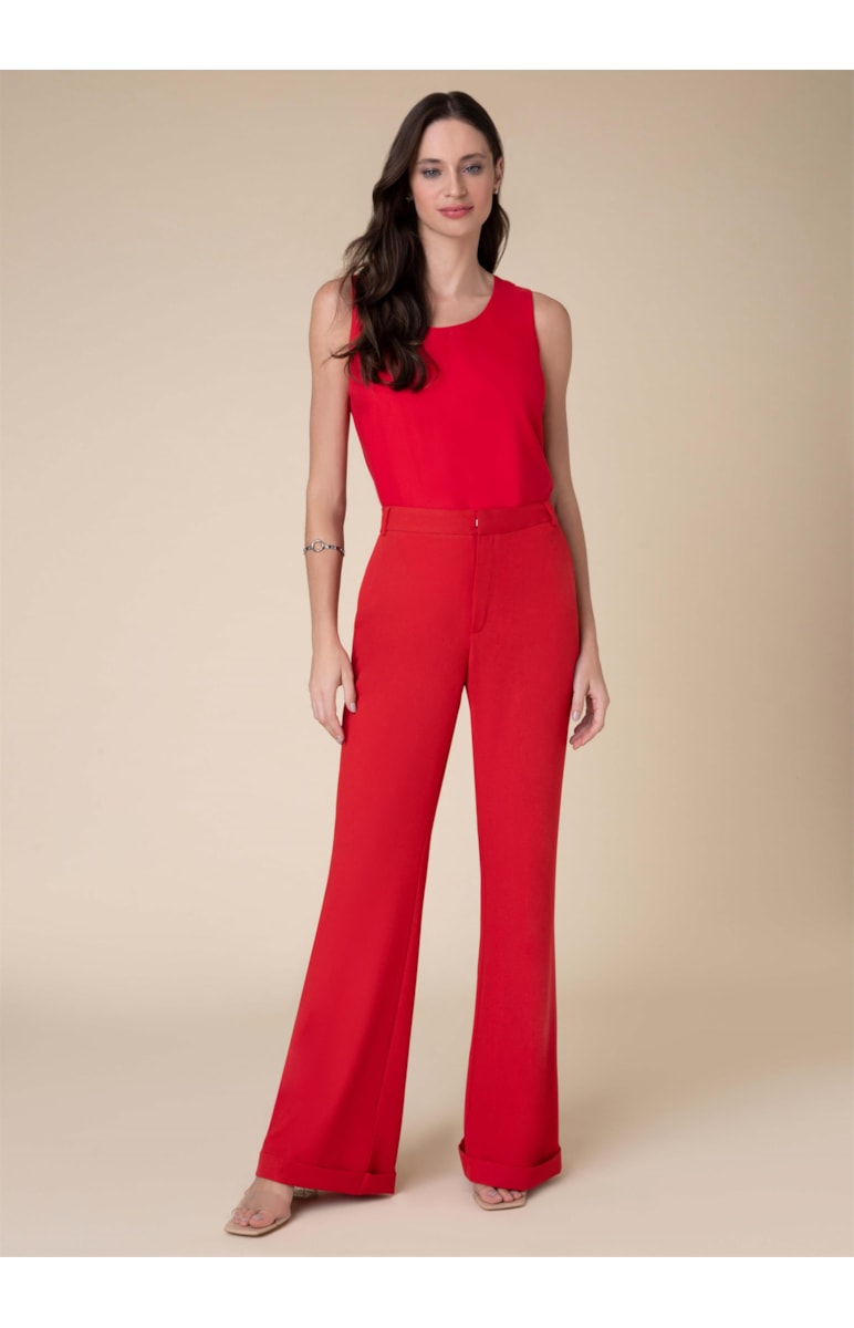 Calça Pantalona Alfaiataria Vermelho