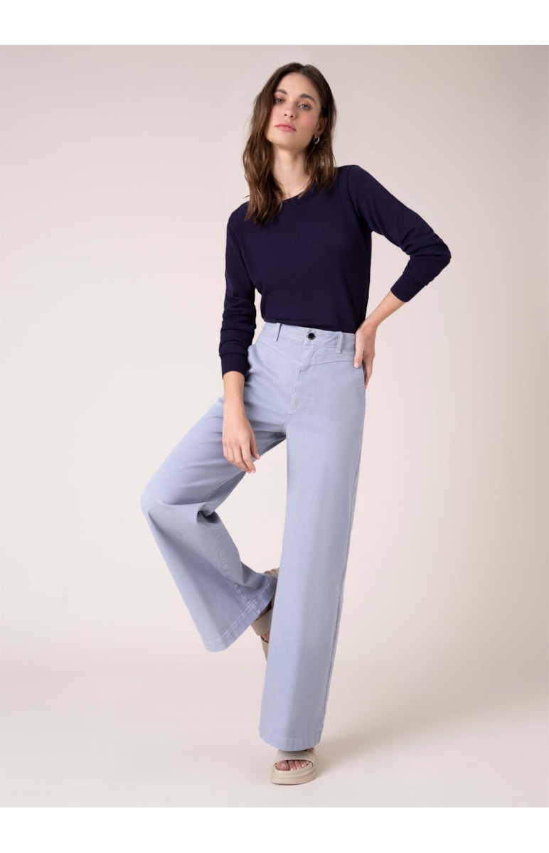 Calça Pantalona Color Stretch Azul Claro