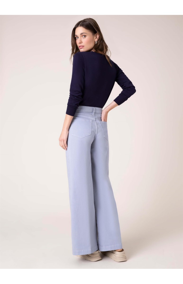 Calça Pantalona Color Stretch Azul Claro