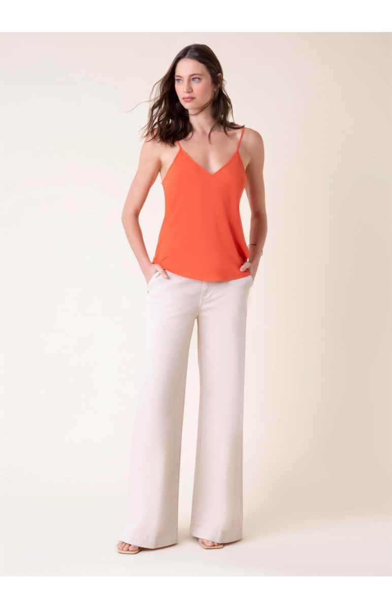 Calça Pantalona Color Stretch Bege